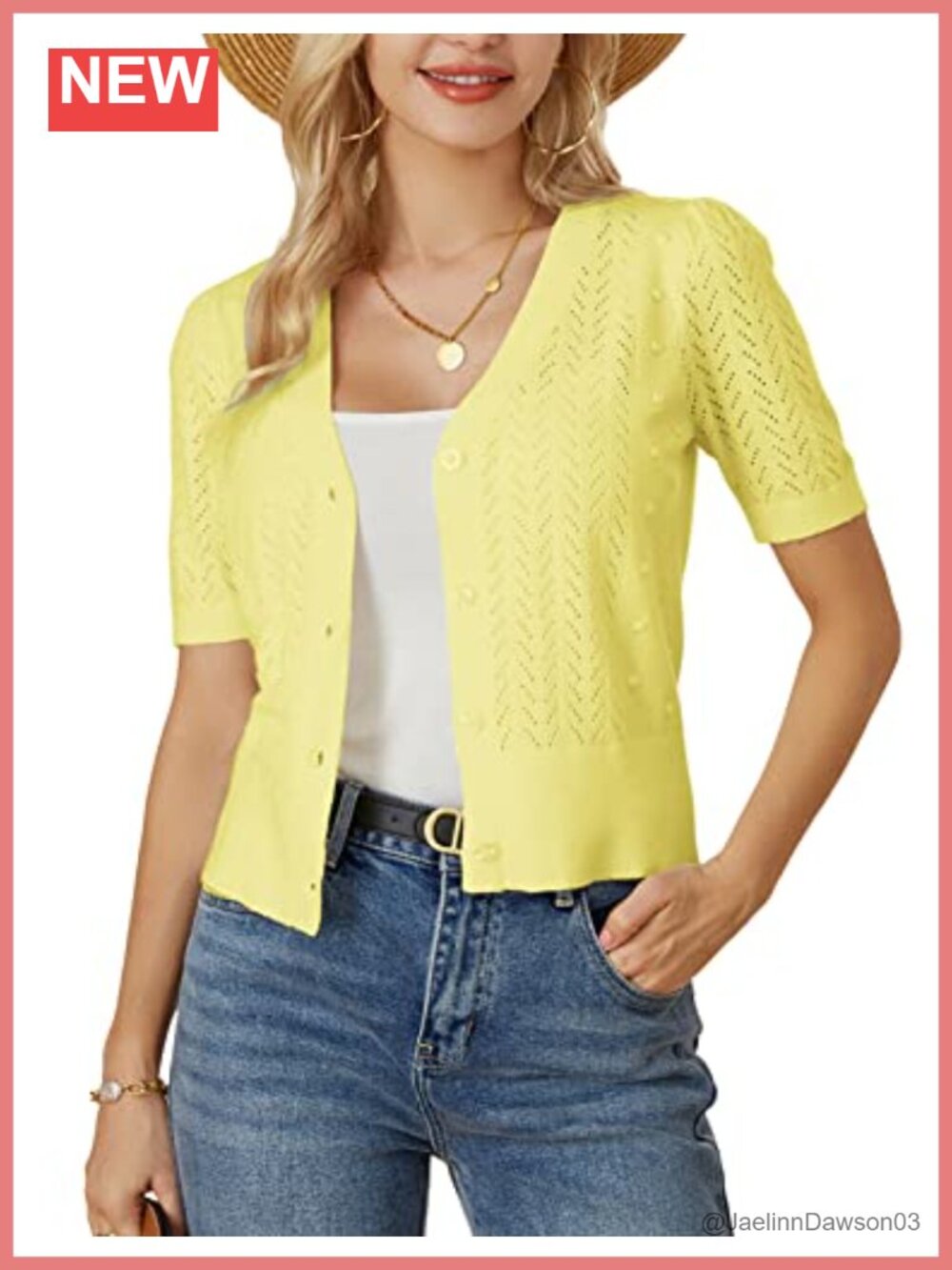 Cropped Cardigan Sweater Short Sleeve Crochet Knit Bolero Shrug V-Neck Button Up
